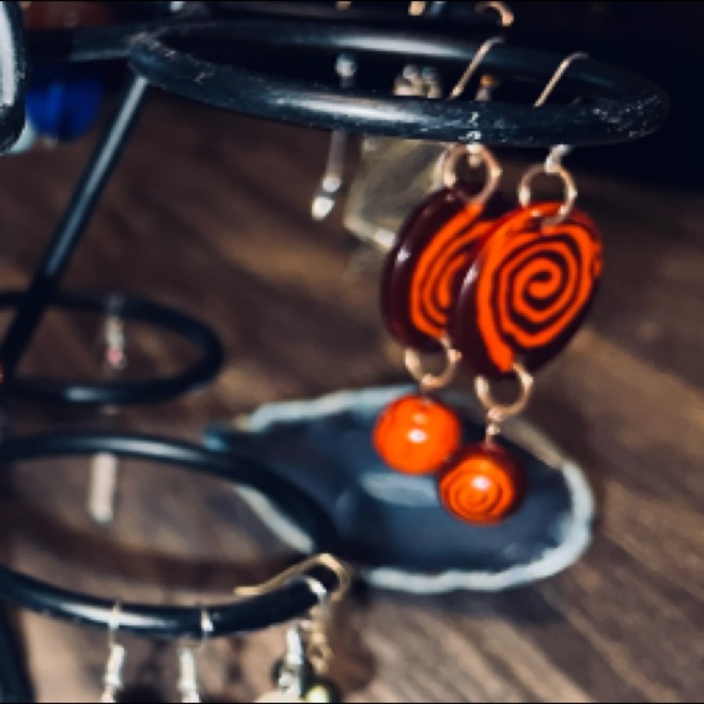 Orange & Red Retro Earrings